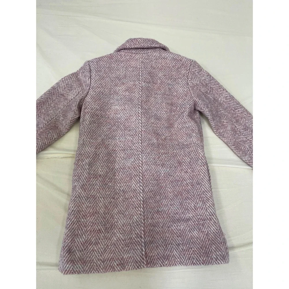 Cat & Jack Girls Pink Purple Herringbone Pea Coat Jacket Size S 6-6X